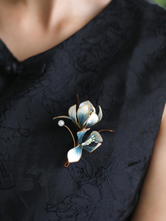 Silk Tulip Brooch Handmade Ronghua Velvet Flower