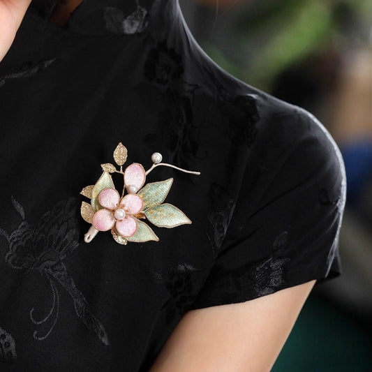 Silk Tulip Brooch Handmade Ronghua Velvet Flower