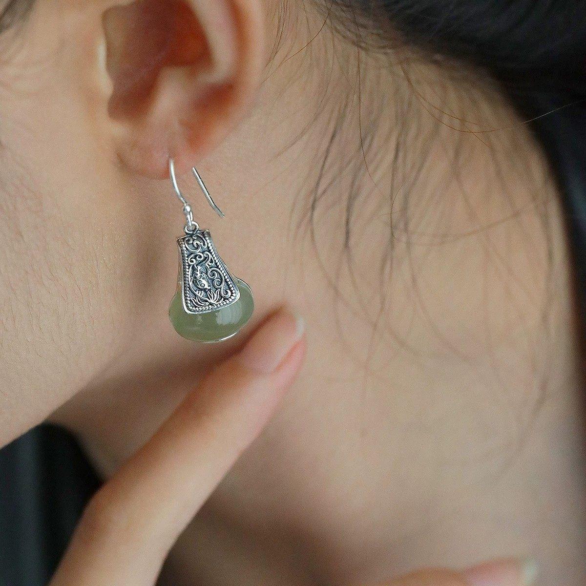 S925 Sterling Silver Enamel Lotus Pearl Drop Earrings