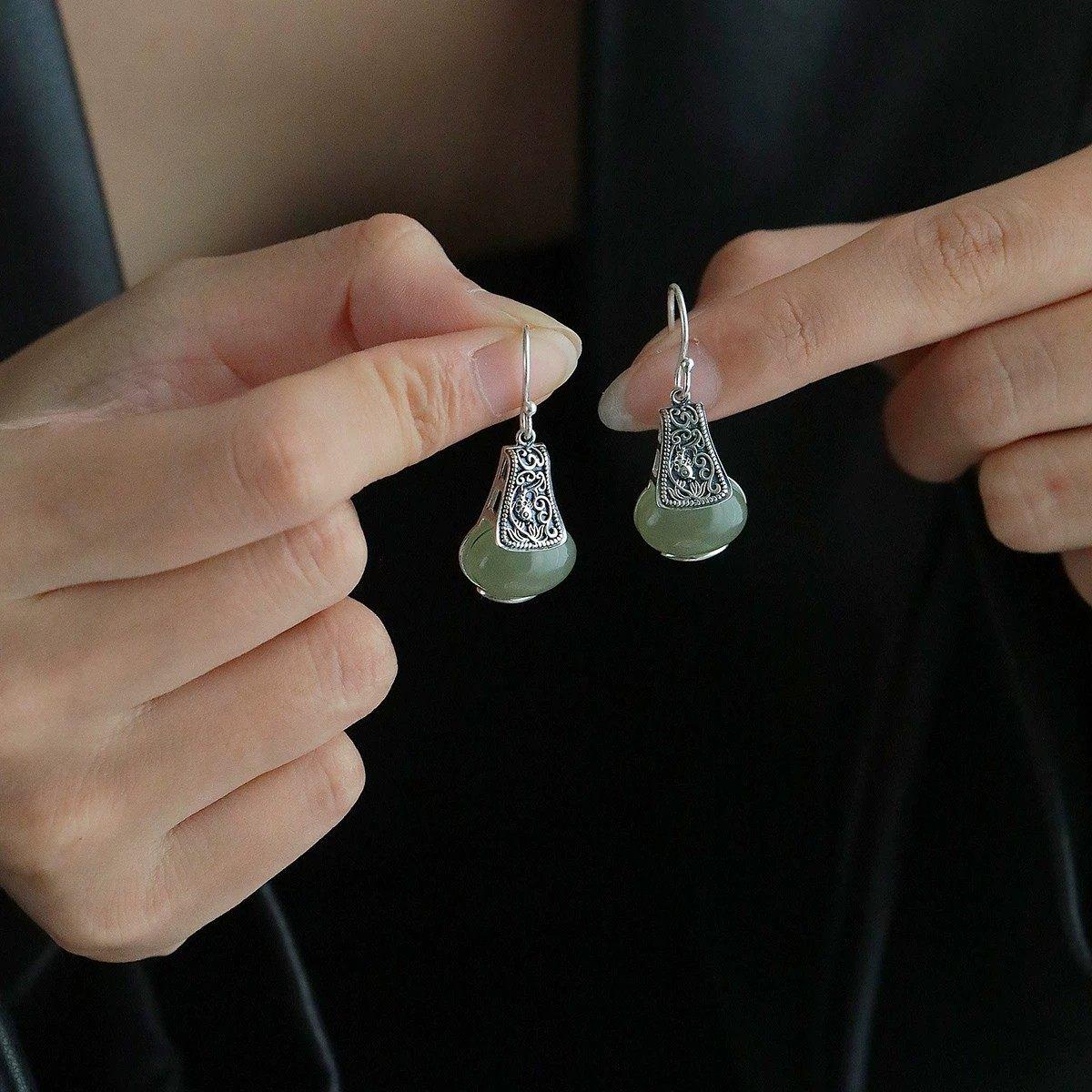 S925 Sterling Silver Enamel Lotus Pearl Drop Earrings
