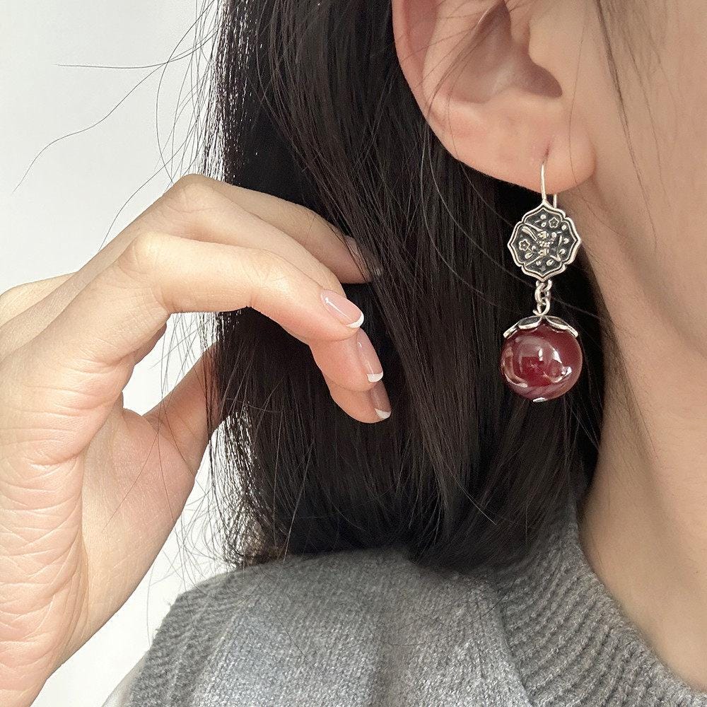 S925 Sterling Silver Double Happiness Pearl Drop Earrings