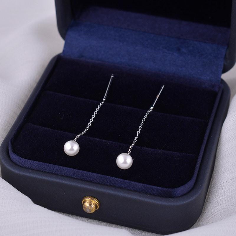 S925 Sterling Silver Double Happiness Pearl Drop Earrings