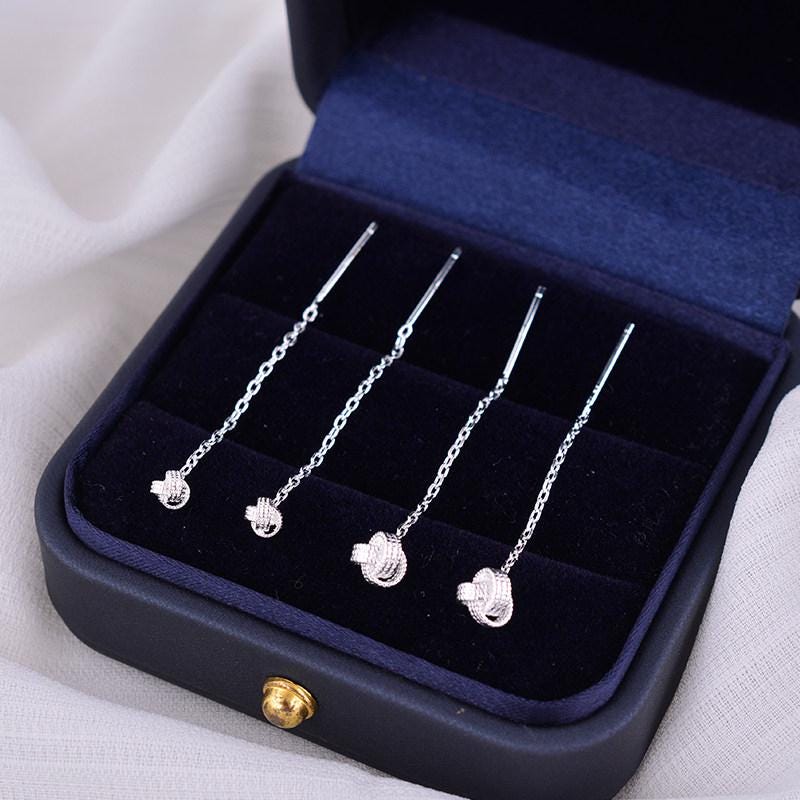 Silver Tone Star Threader Earrings with Cubic Zirconia