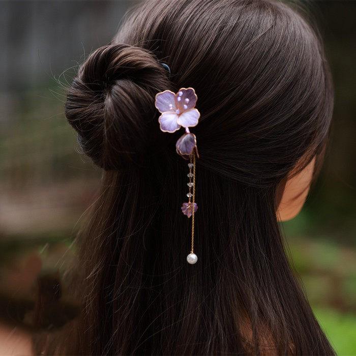 Hydrangea Velvet Hair Stick Handmade