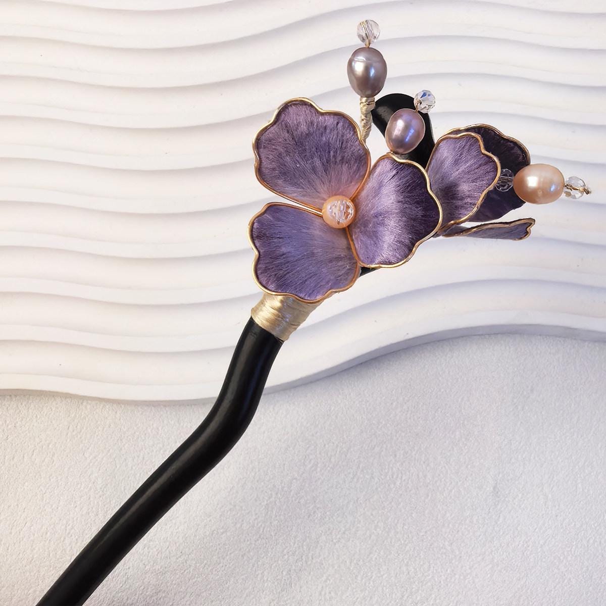 Hydrangea Velvet Hair Stick Handmade