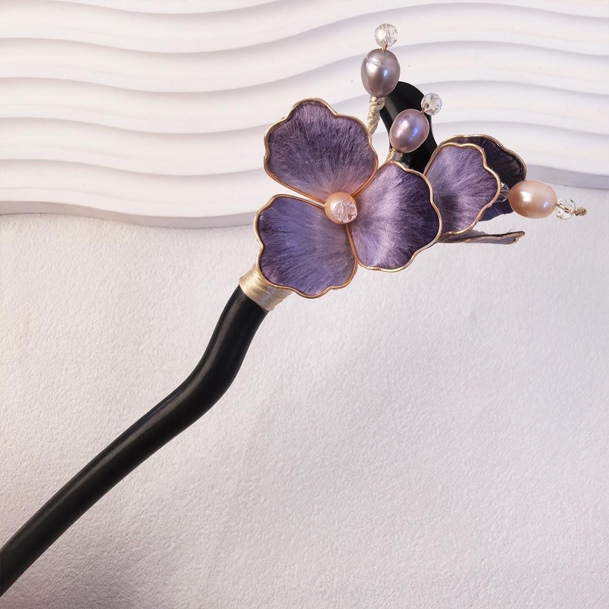 Hydrangea Velvet Hair Stick Handmade