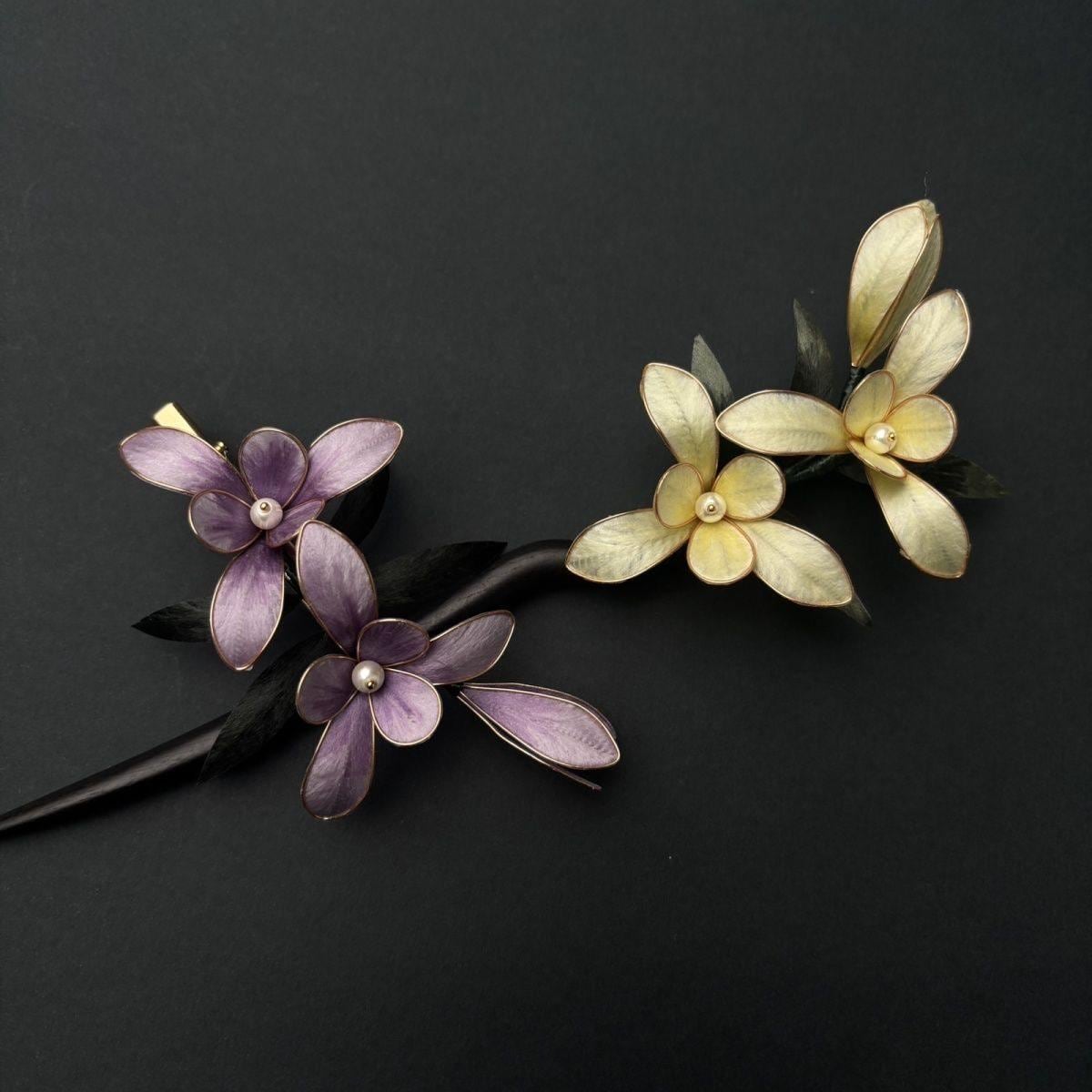 Handmade Velvet Flower Hair Clip Purple Ronghua Bridal