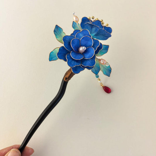 Handmade Velvet Flower Hair Clip Purple Ronghua Bridal