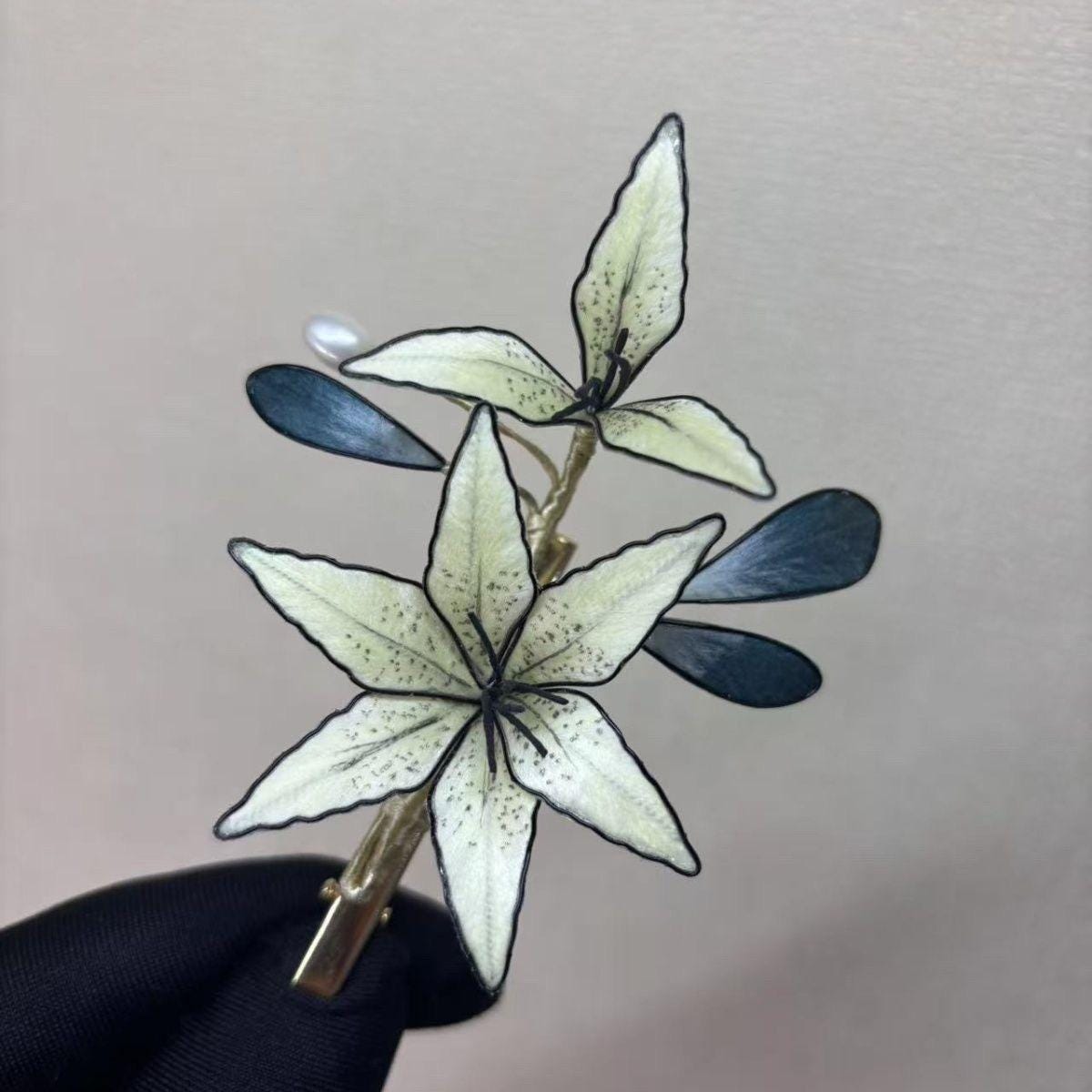 Handmade Velvet Flower Hair Clip Purple Ronghua Bridal