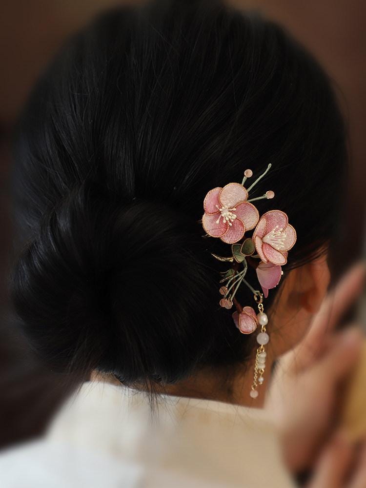 Velvet Crabapple Hair Pin Handmade