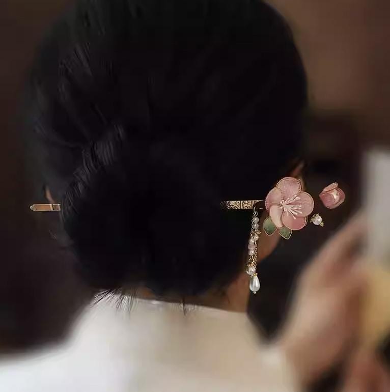Velvet Crabapple Hair Pin Handmade