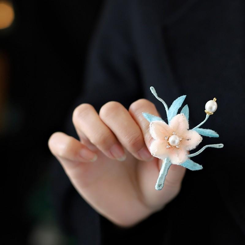 Velvet Phoenix Brooch Handmade Ronghua Pearl Tassel