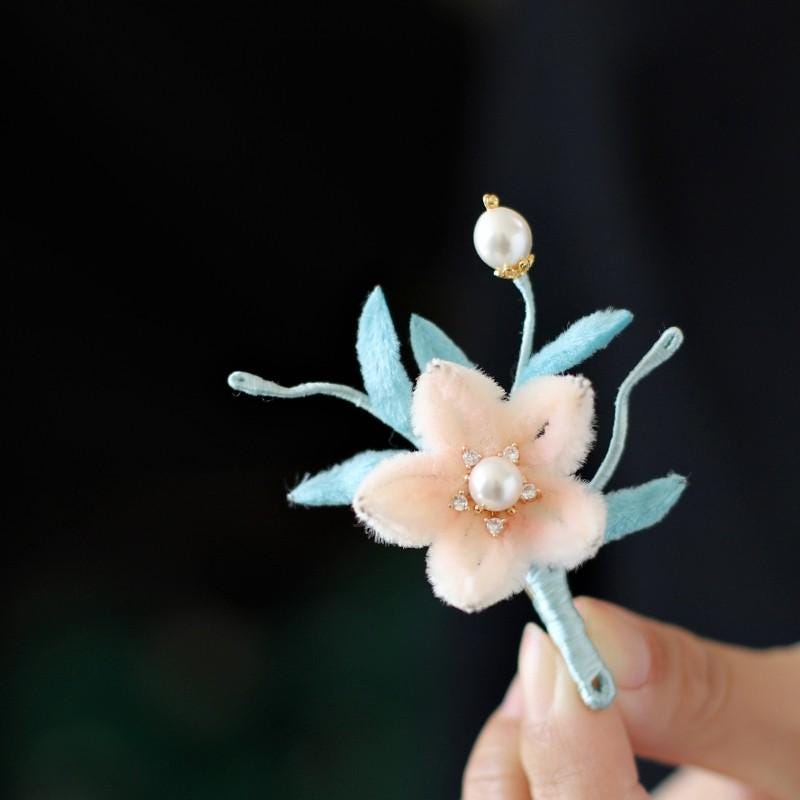 Velvet Phoenix Brooch Handmade Ronghua Pearl Tassel