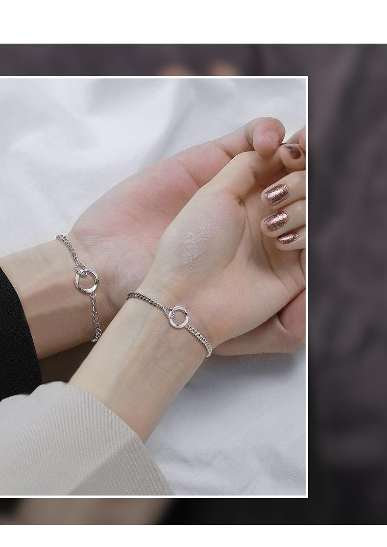 Matching S925 Sterling Silver Circle Bracelets