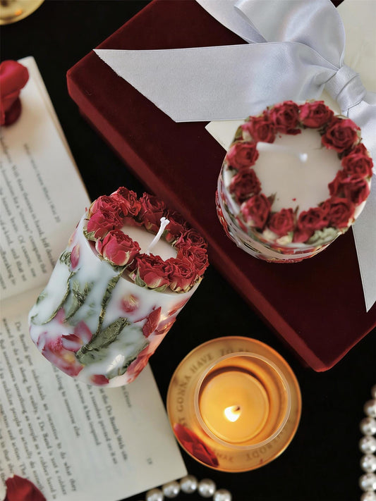 Dried Rose Botanical Candle Handmade Soy Wax