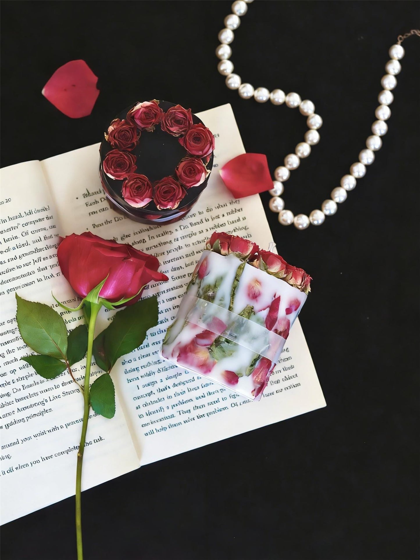 Dried Rose Botanical Candle Handmade Soy Wax