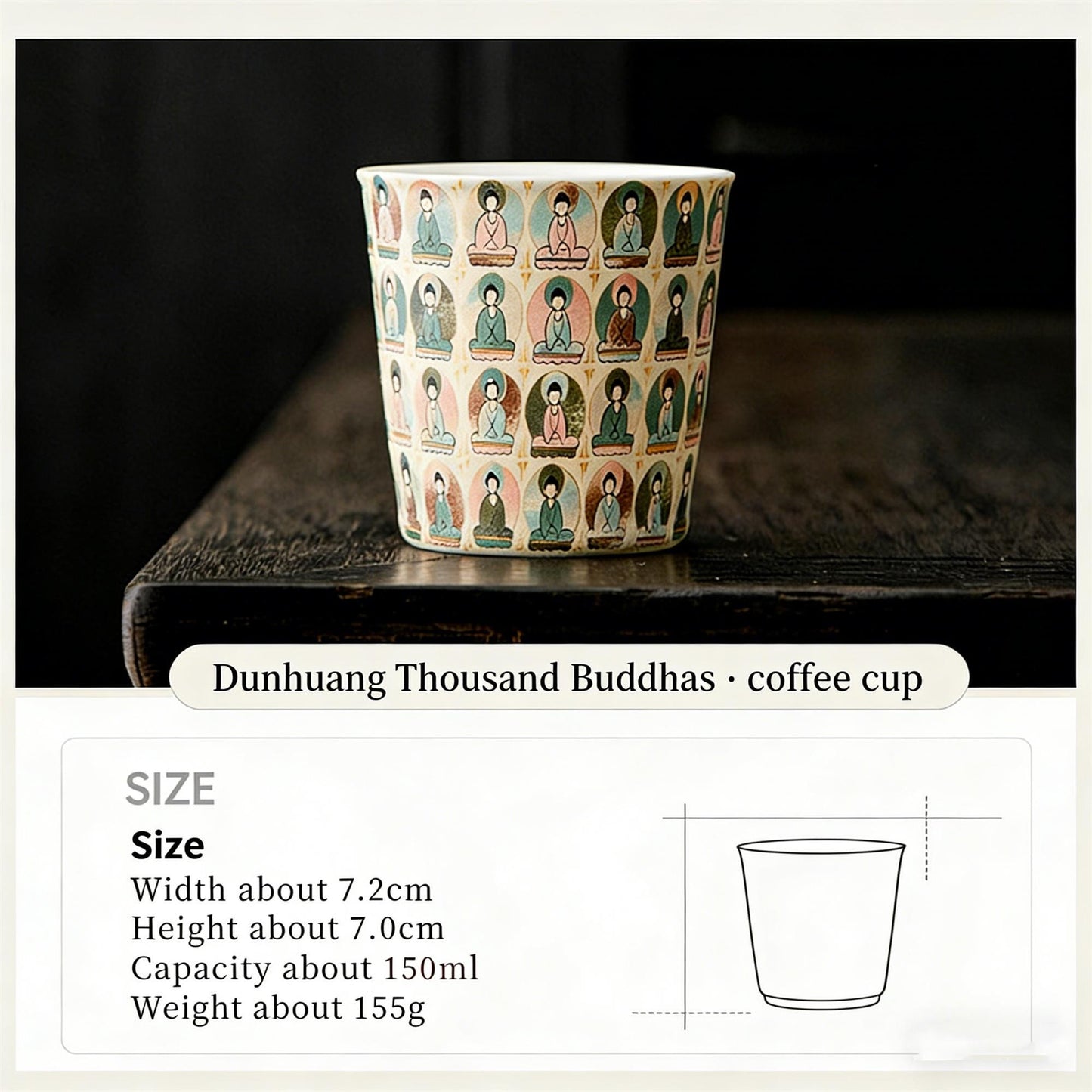 Handpainted Dunhuang Ceramic Coffee Cup Set Vintage Chinese Art