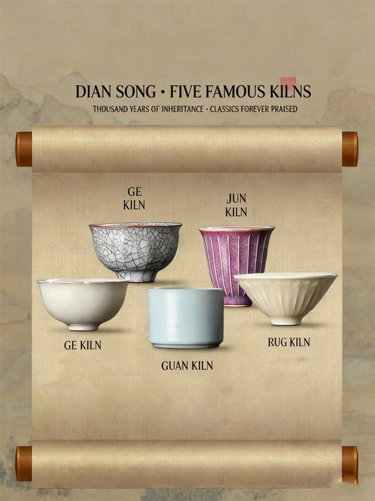 Five Famous Kilns Ceramic Tea Cup Set Song Dynasty