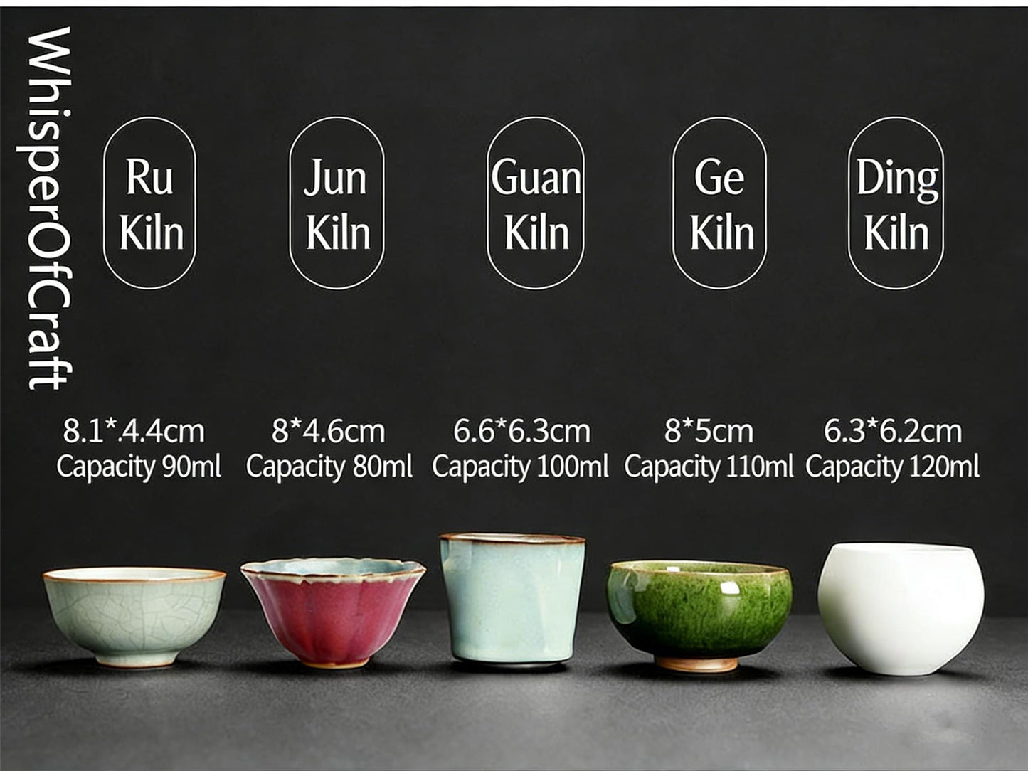 Five Famous Kilns Ceramic Tea Cup Set Song Dynasty