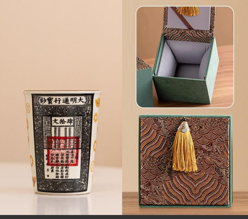 Hand Painted Ru Kiln Ceramic Cup Gift Boxed