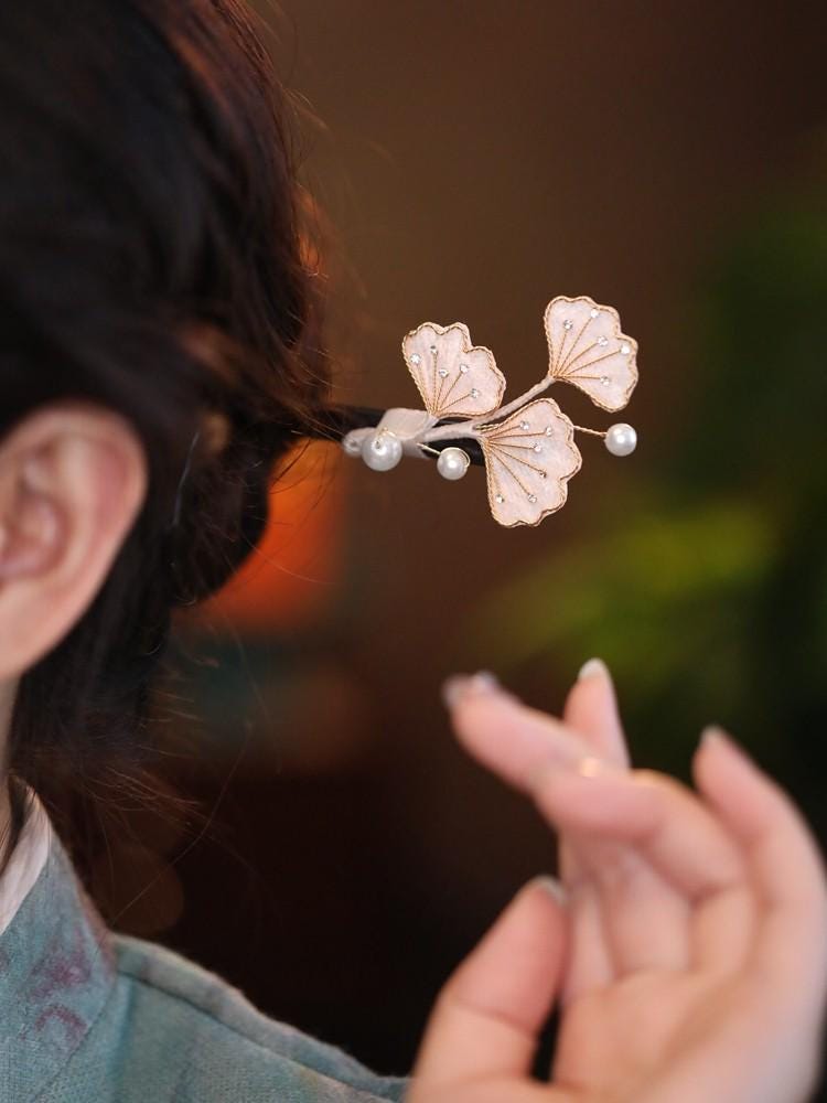 Handmade Blossom Hair Stick Bridal Hairpin Pearl Crystal