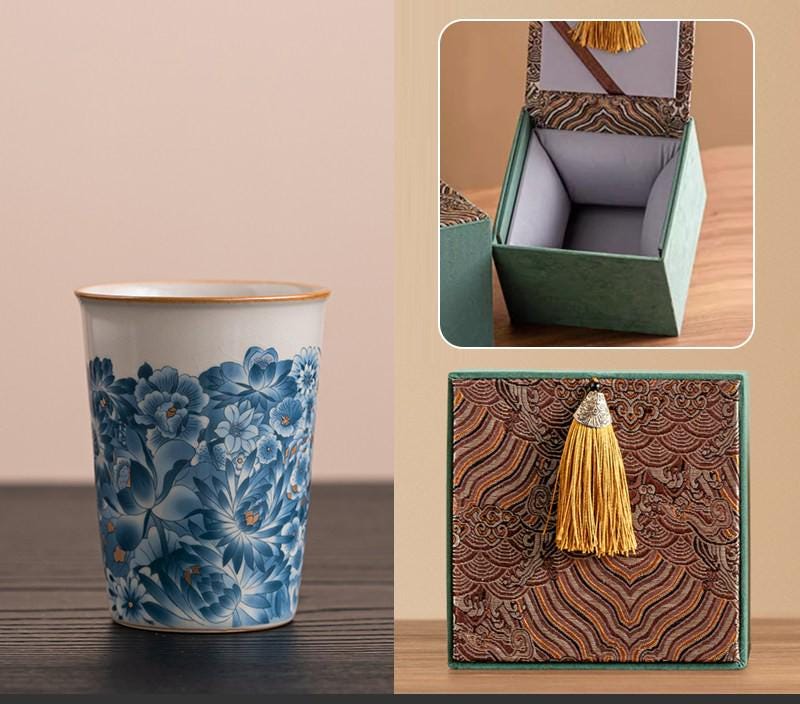 Hand Painted Ru Kiln Ceramic Cup Gift Boxed
