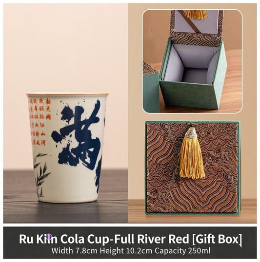 Hand Painted Ru Kiln Ceramic Cup Gift Boxed
