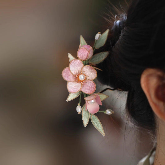 Velvet Crabapple Hair Pin Handmade