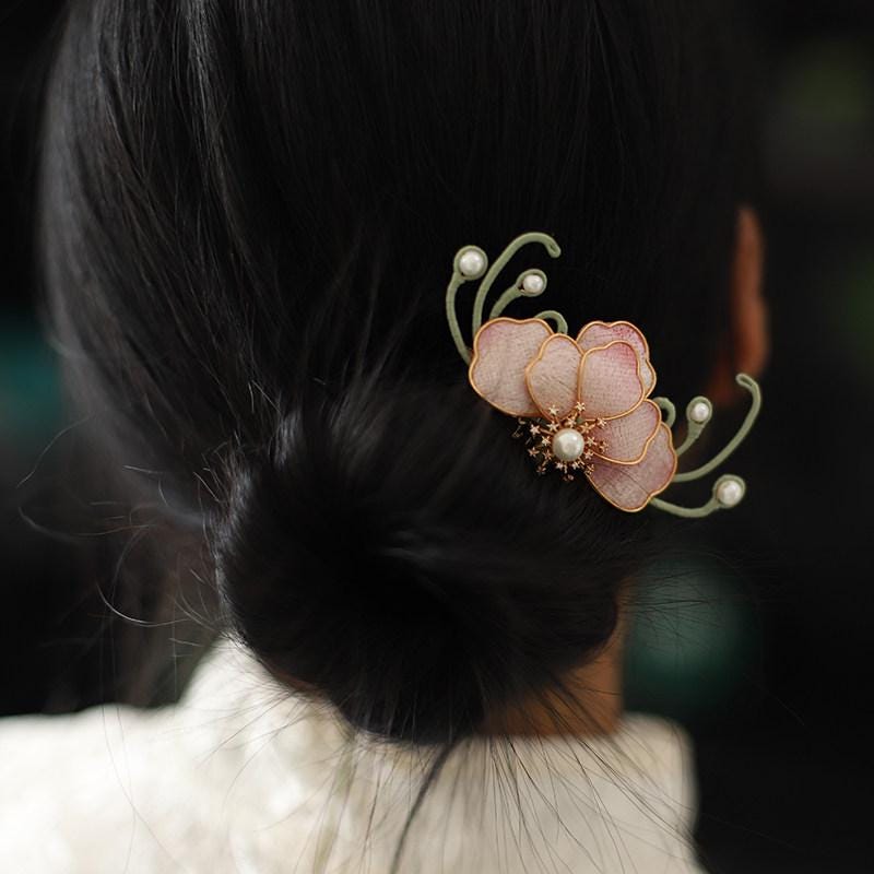 Velvet Crabapple Hair Pin Handmade