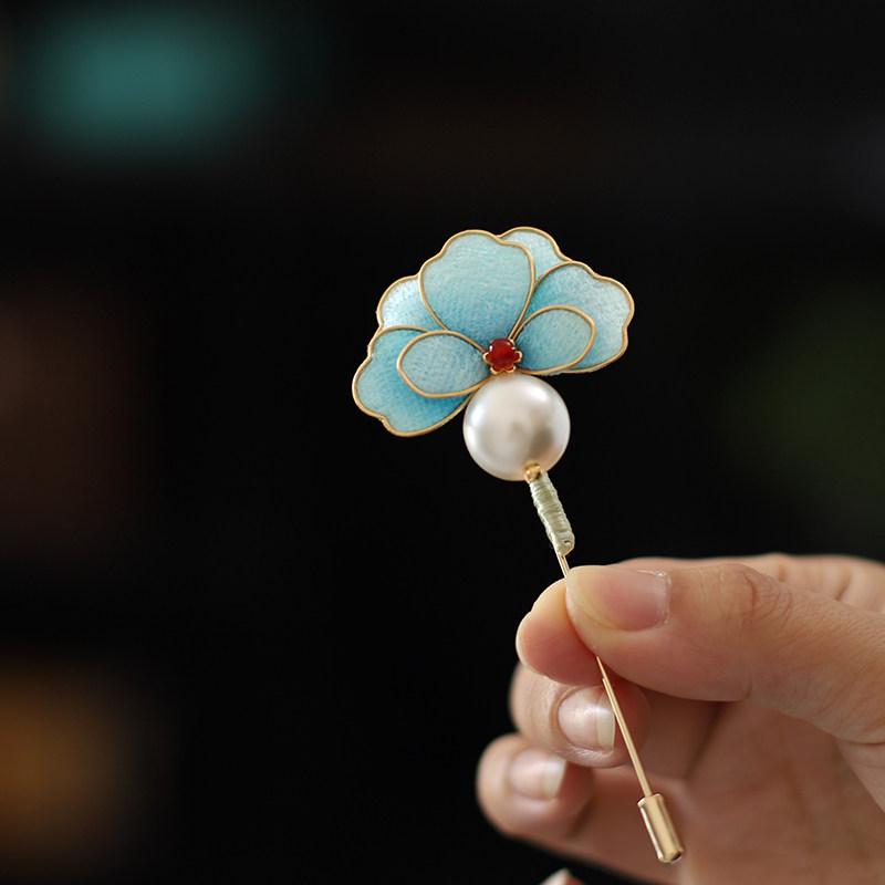 Velvet Phoenix Brooch Handmade Ronghua Pearl Tassel