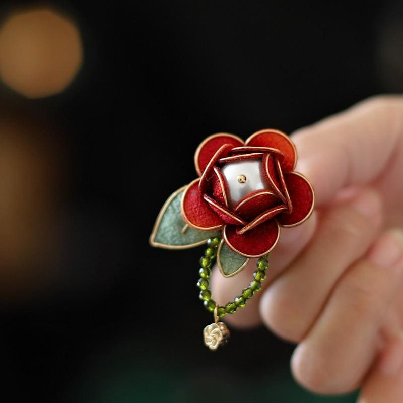 Velvet Phoenix Brooch Handmade Ronghua Pearl Tassel