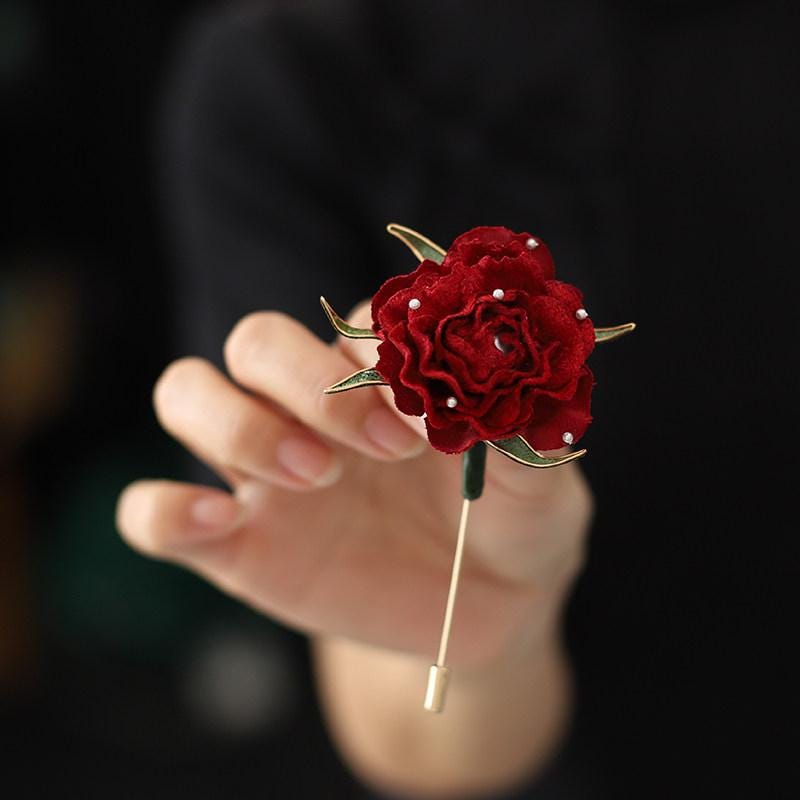 Velvet Phoenix Brooch Handmade Ronghua Pearl Tassel