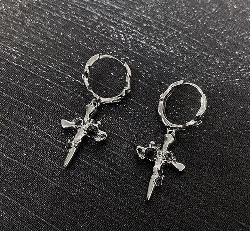 Sparkling Zircon Pave Hoop Drop Earrings