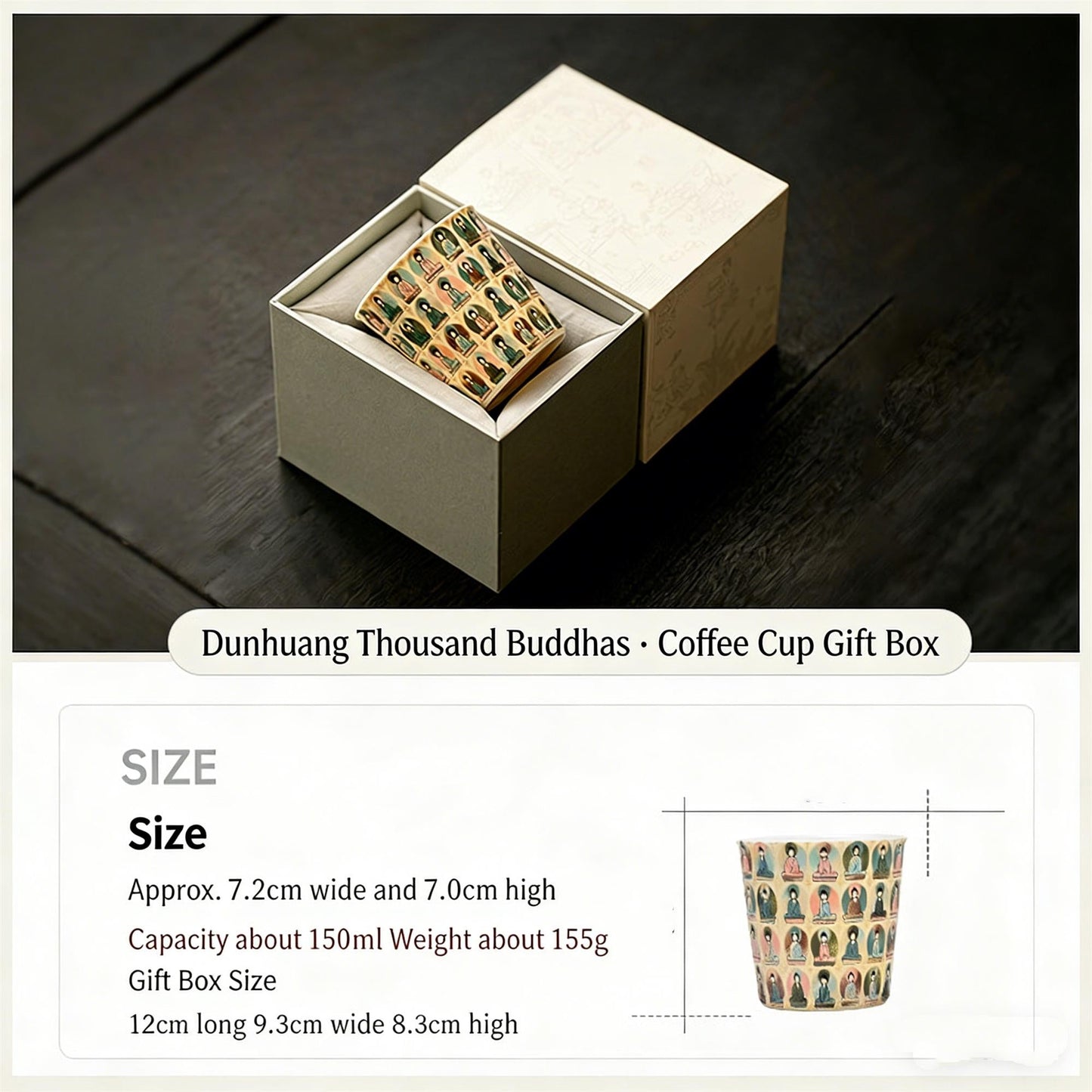 Handpainted Dunhuang Ceramic Coffee Cup Set Vintage Chinese Art