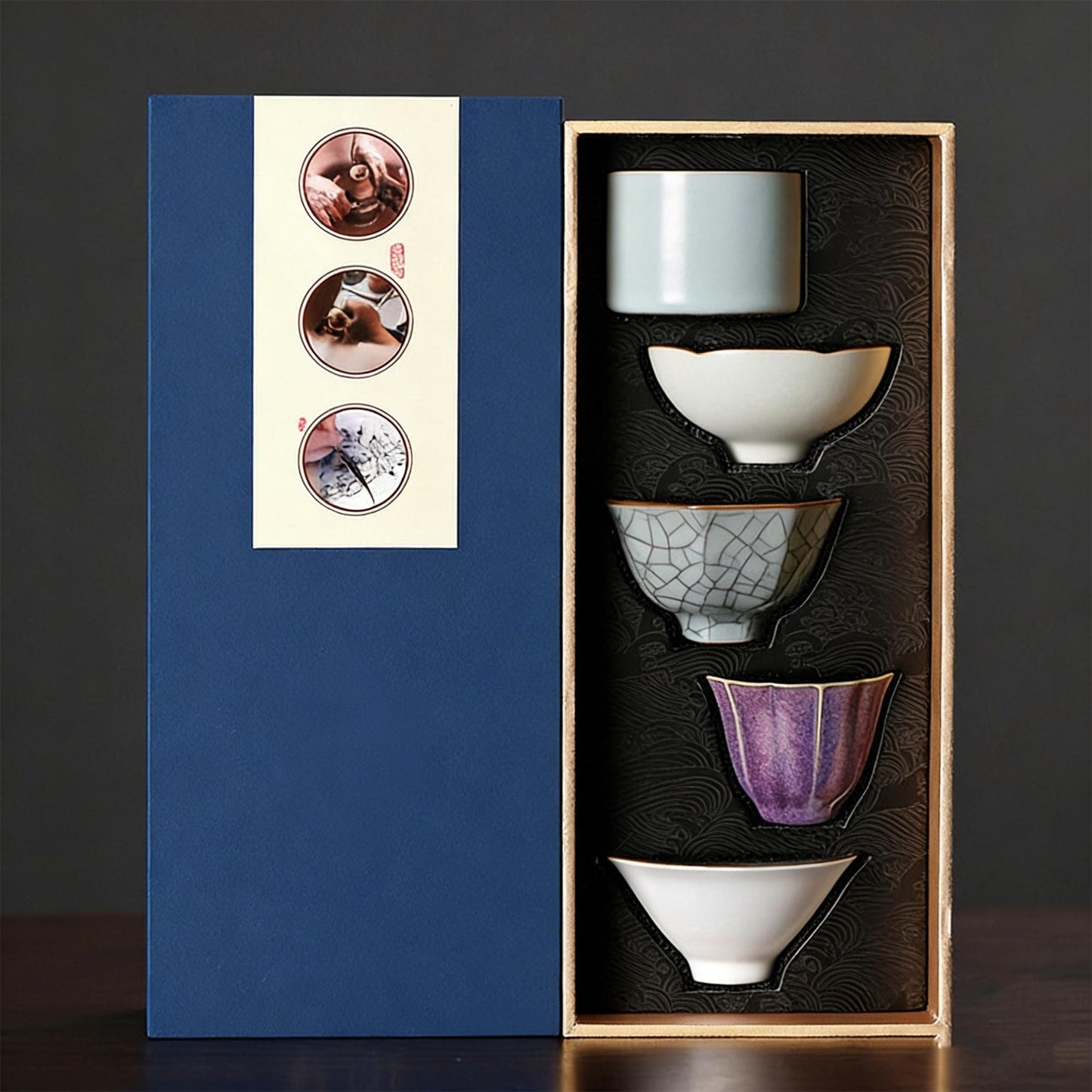 Five Famous Kilns Ceramic Tea Cup Set Song Dynasty
