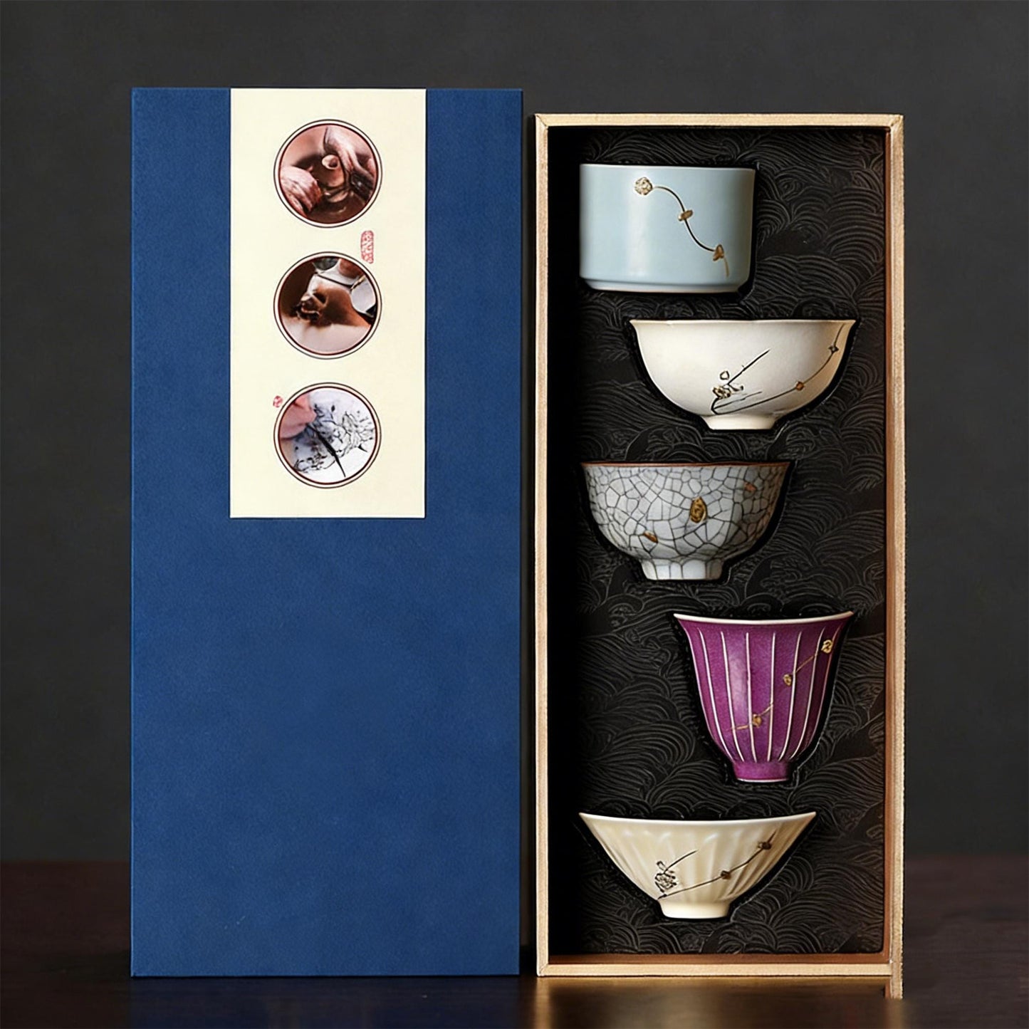 Five Famous Kilns Ceramic Tea Cup Set Song Dynasty