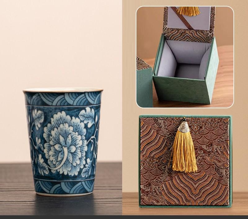 Hand Painted Ru Kiln Ceramic Cup Gift Boxed