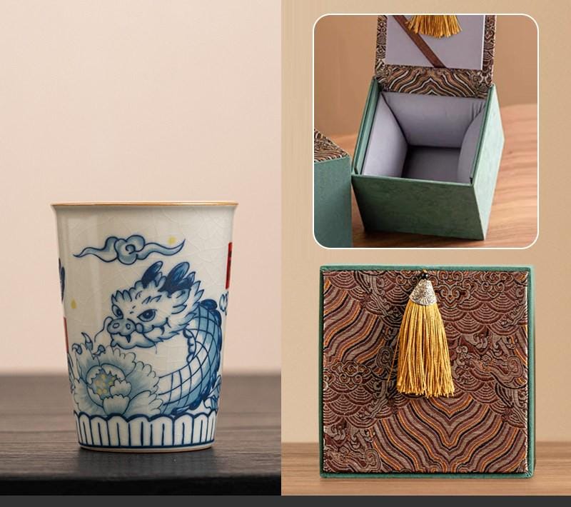 Hand Painted Ru Kiln Ceramic Cup Gift Boxed