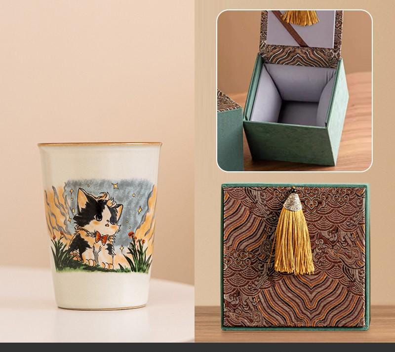Hand Painted Ru Kiln Ceramic Cup Gift Boxed