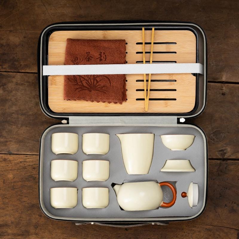 Portable Gongfu Tea Set with Teapot & Carry Case