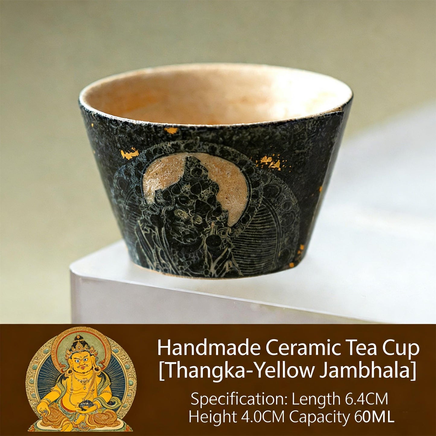 Handpainted Dunhuang Ceramic Coffee Cup Set Vintage Chinese Art