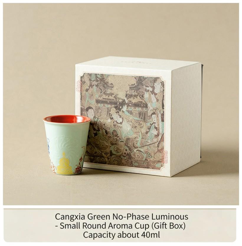 Handpainted Dunhuang Ceramic Coffee Cup Set Vintage Chinese Art