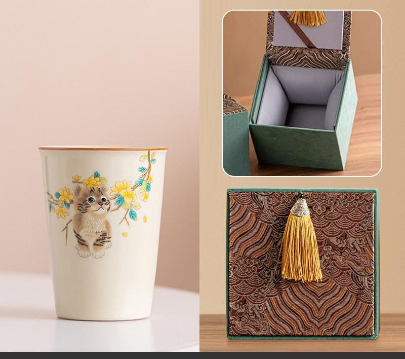 Hand Painted Ru Kiln Ceramic Cup Gift Boxed