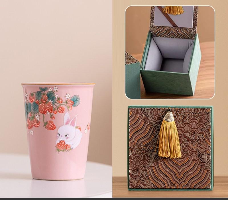 Hand Painted Ru Kiln Ceramic Cup Gift Boxed