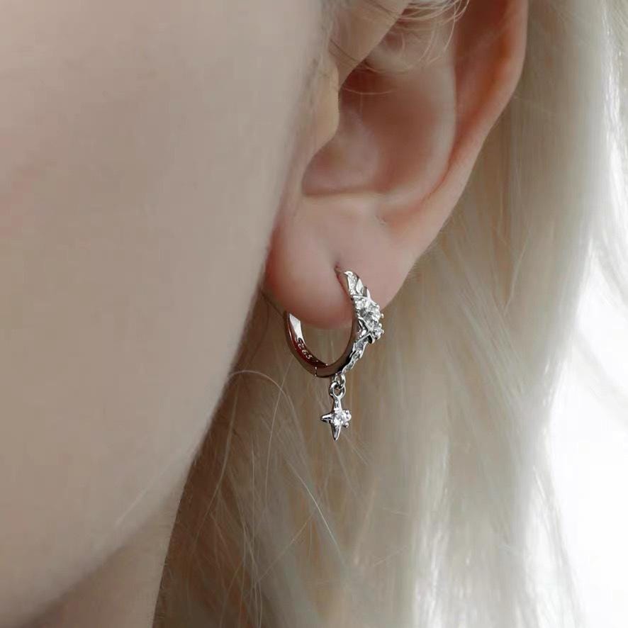 Sparkling Zircon Pave Hoop Drop Earrings