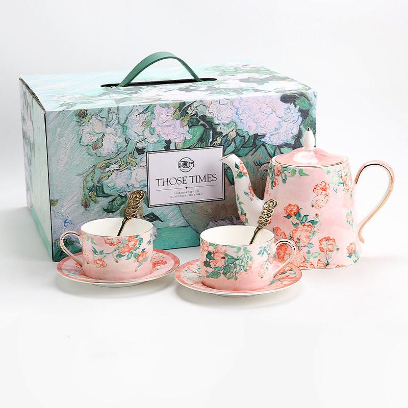 Bone China Tea Cup Set Bird and Floral Design