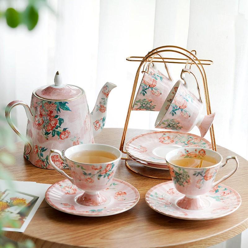 Bone China Tea Cup Set Bird and Floral Design