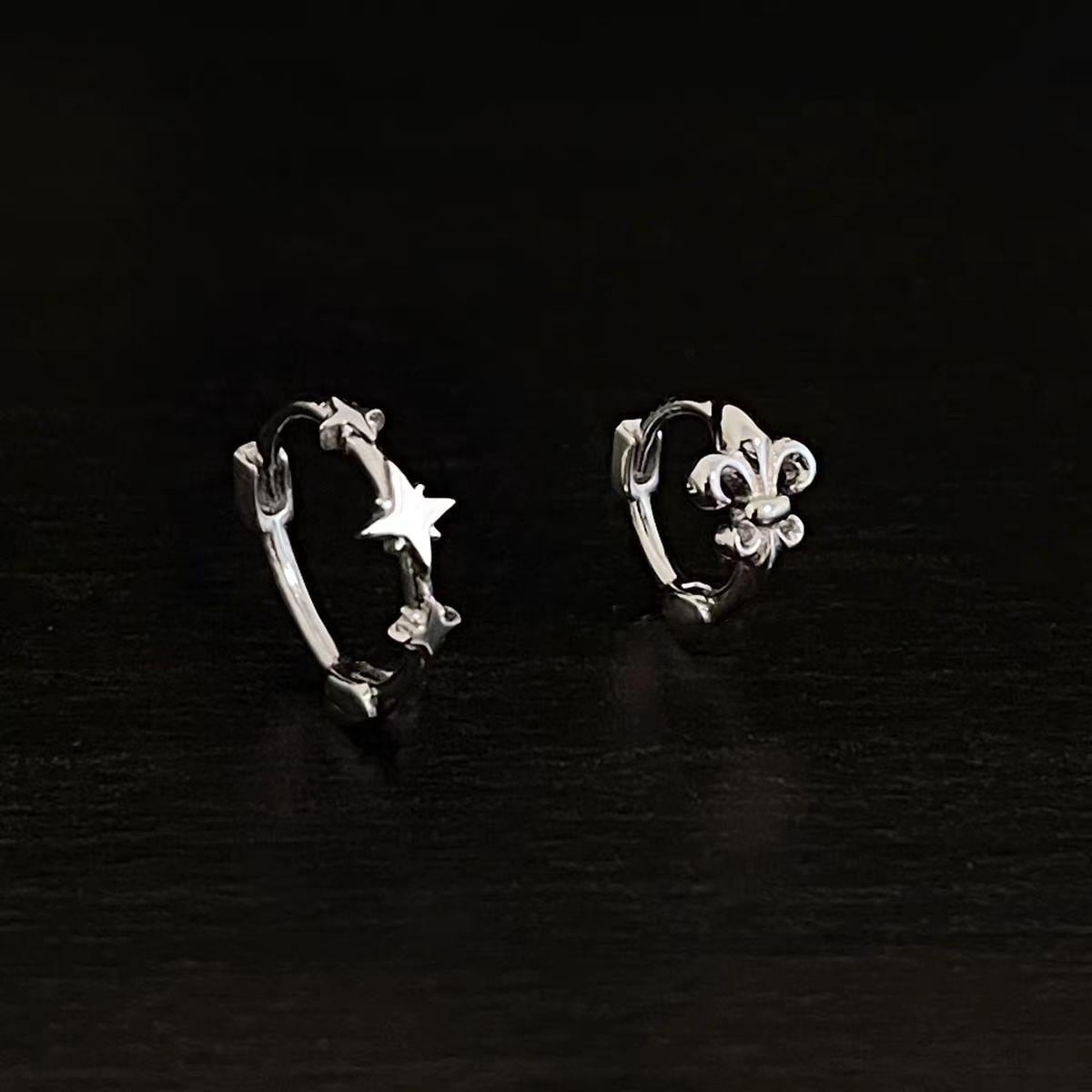 Sterling Silver Dainty Earring Set | Moon Star Fleur De Lis