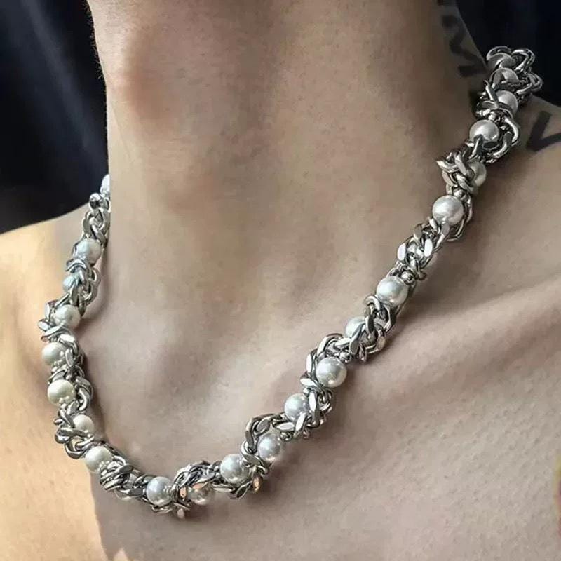 Minimalist Silver Bar Cuban Link Chain Necklace
