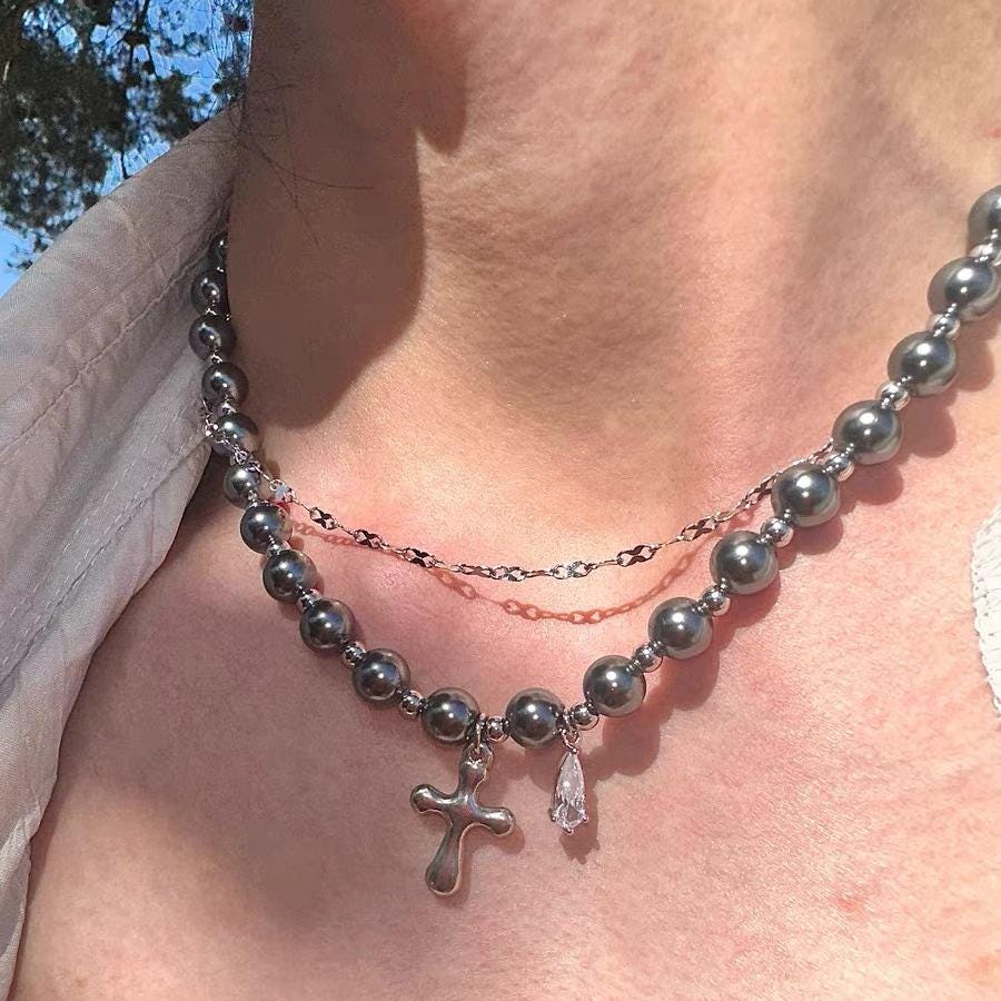 Minimalist Silver Bar Cuban Link Chain Necklace